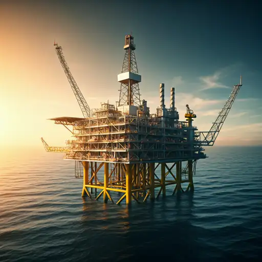 Plataforma offshore Oil & Gas ao pôr do sol